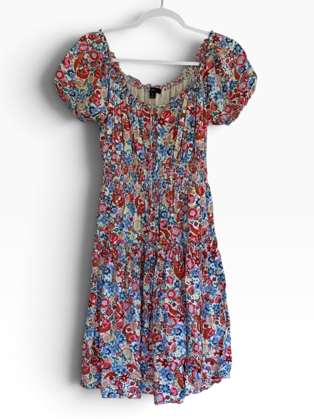 J.Crew Smocked-Waist Dress W/  Farmer's Market Print Cottagecore Dress Size 0